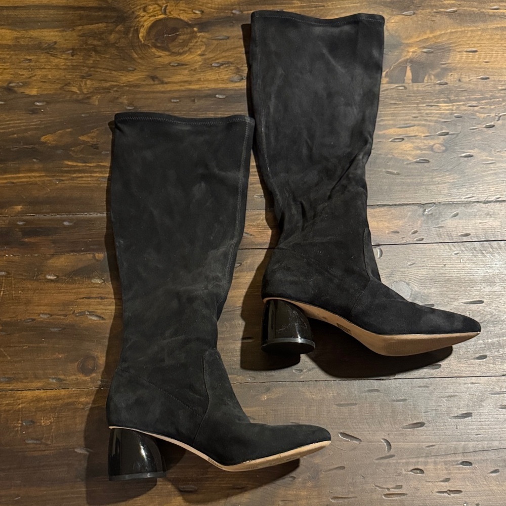 Antonio Melani Black Elegant Leather Knee-High Women's Pull-On Boots